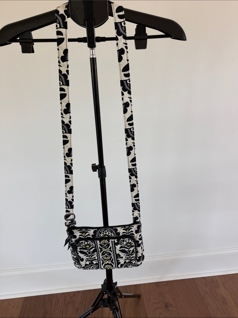 Vera Bradley Black, White & Yellow Adjustable Quilted Crossbody